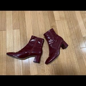 Zara burgundy patent ankle boots